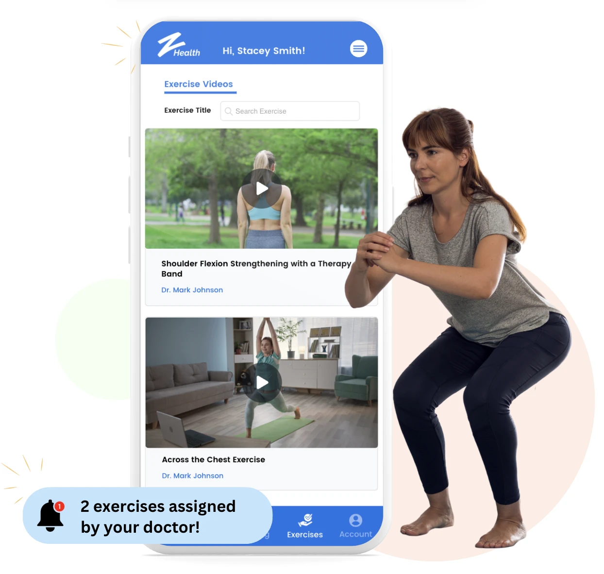 Check recommended exercises in mobile app
