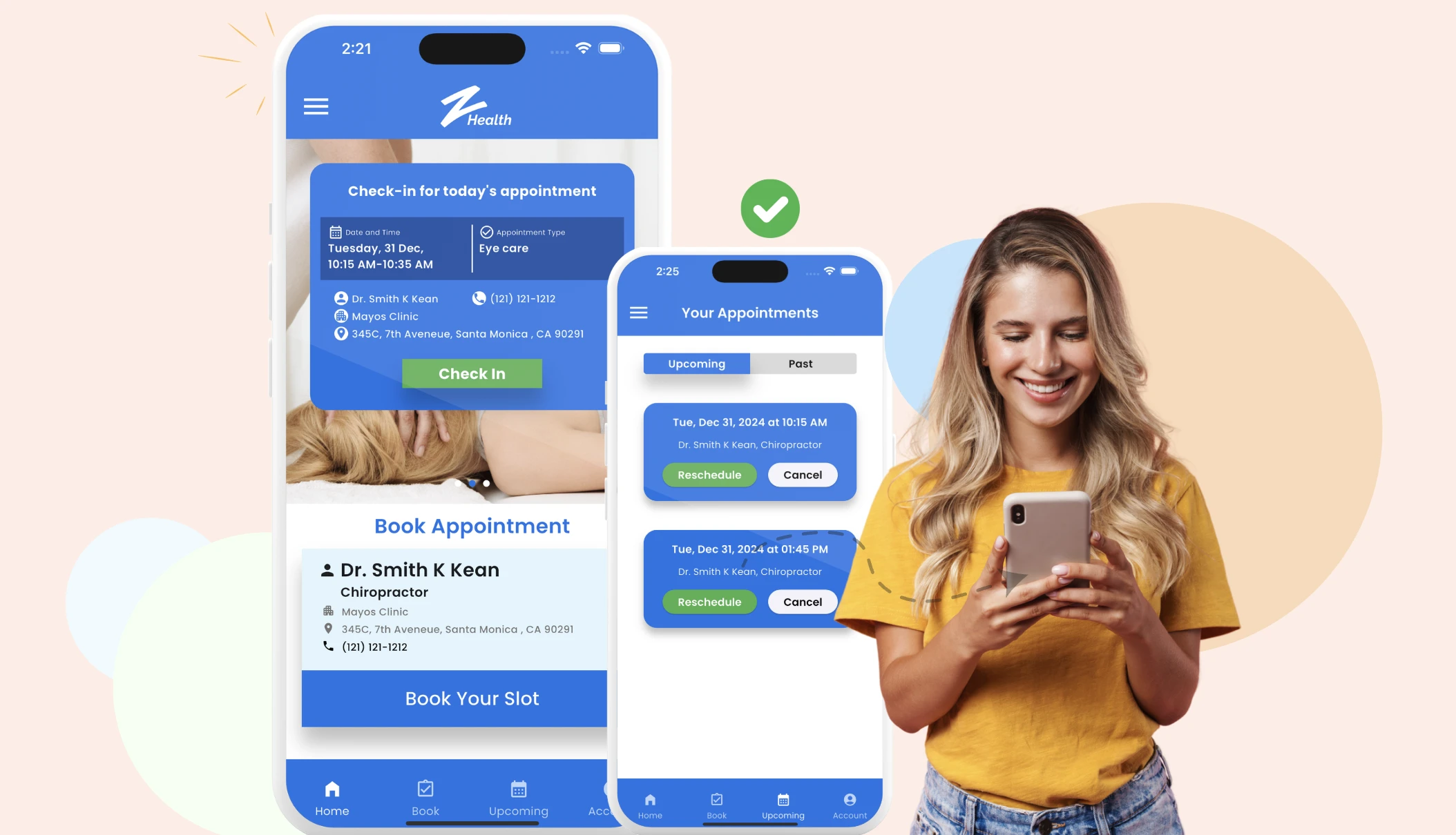 zHealth Patient App Book Appointments
